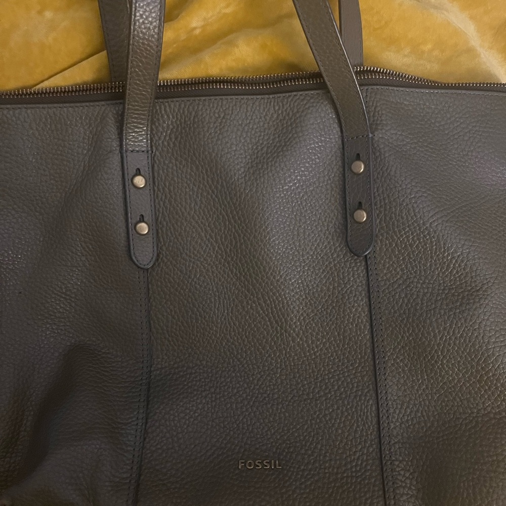 Fossil Dark Gray Leather Handbag